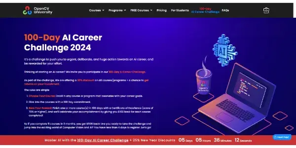 Screenshot of OpenCV University AI