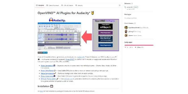 Screenshot of OpenVINO by Audacity