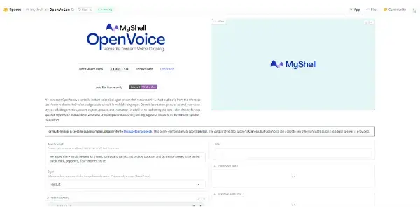 Screenshot of OpenVoice AI