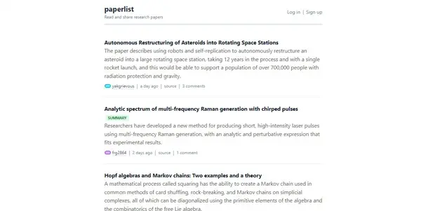 Screenshot of PaperList