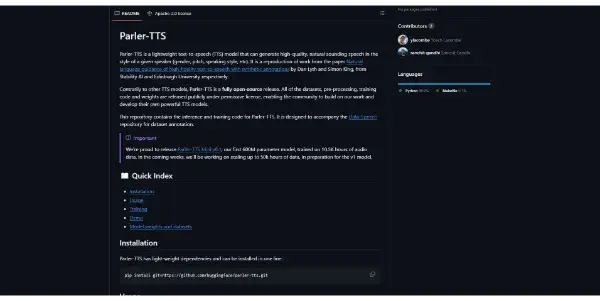 Screenshot of Parler-TTS