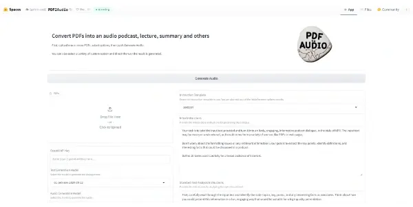 Screenshot of PDF2Audio
