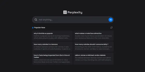 Screenshot of Perplexity AI