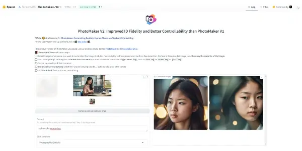 Screenshot of PhotoMaker V2