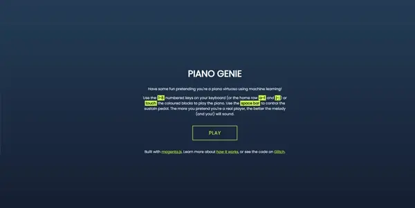 Screenshot of Piano Genie