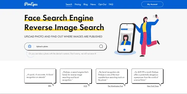 Screenshot of PimEyes