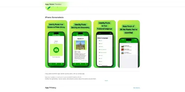 Screenshot of PlantIdentify