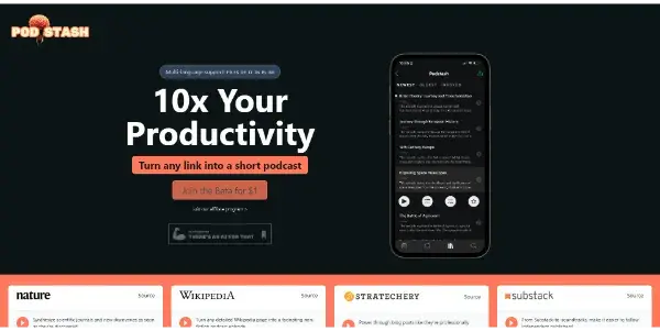 Screenshot of PodStash