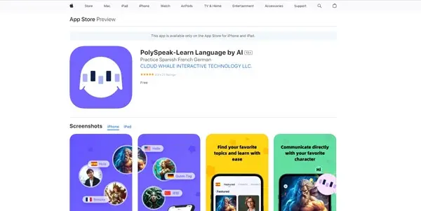 Screenshot of PolySpeak
