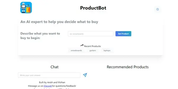 Screenshot of ProductBot (Claros)
