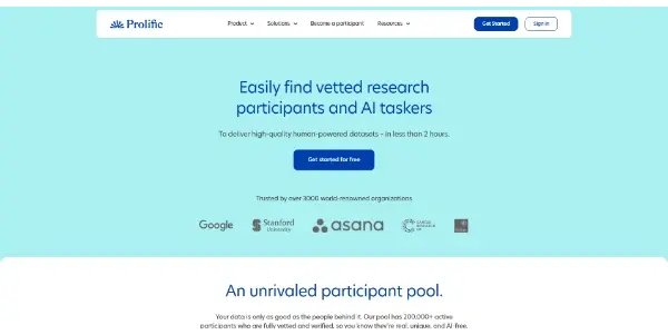 Screenshot of Prolific