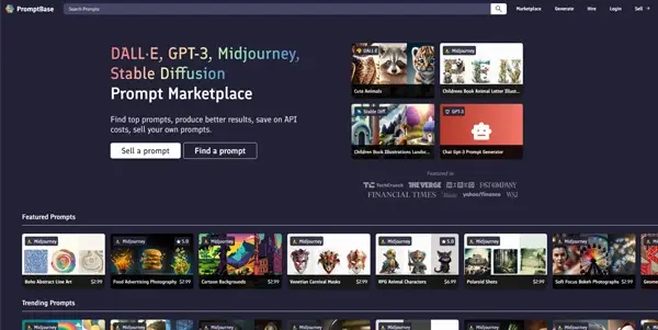 Screenshot of PromptBase