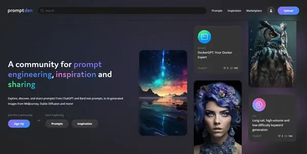 Screenshot of PromptDen