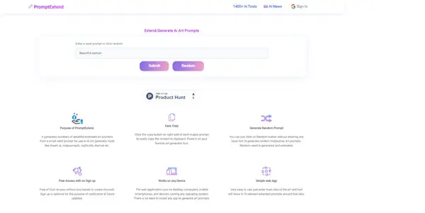 Screenshot of PromptExtend