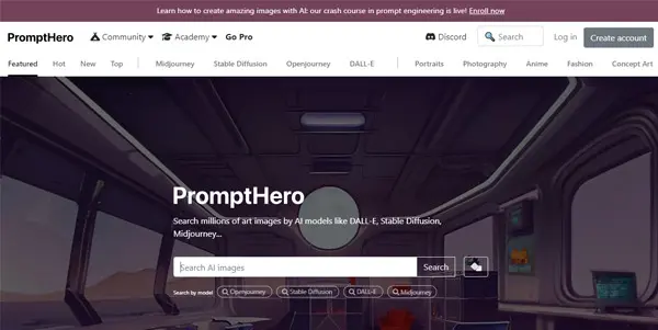 Screenshot of Prompthero