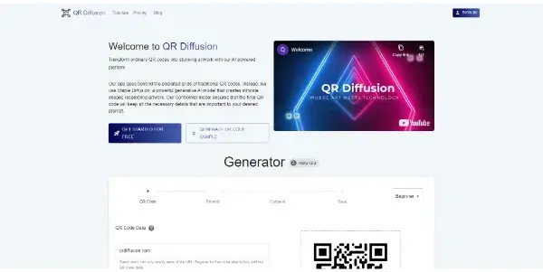 Screenshot of QR Diffusion