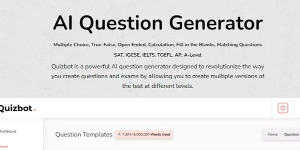 Screenshot of Quizbot.ai