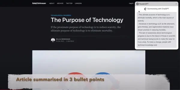 Screenshot of ReaderGPT
