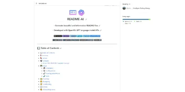 Screenshot of README-AI