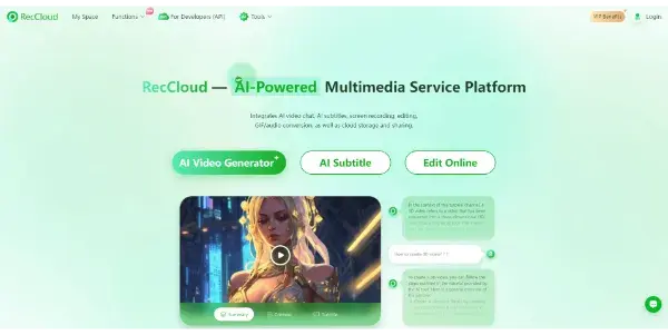 Screenshot of RecCloud