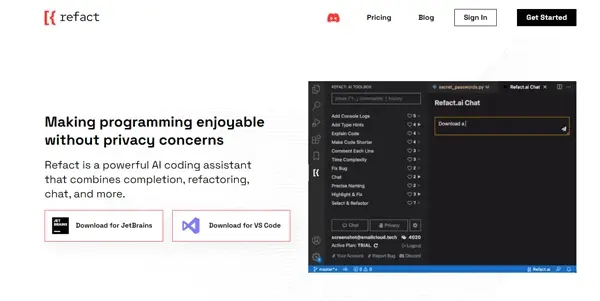 Screenshot of Refact AI