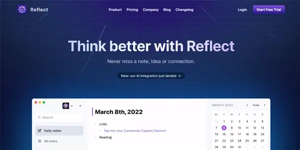 Screenshot of Reflect AI