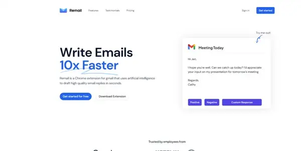Screenshot of Remail AI