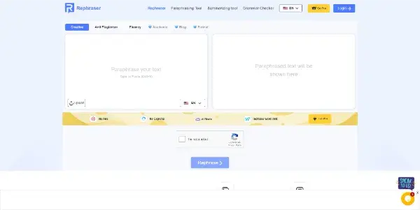 Screenshot of Rephraser.co
