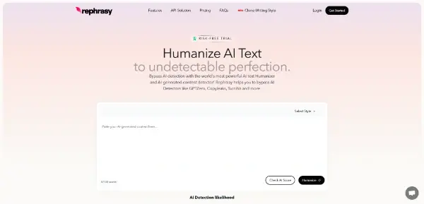 Screenshot of Rephrasy