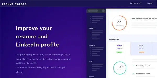 Screenshot of Resume Worded