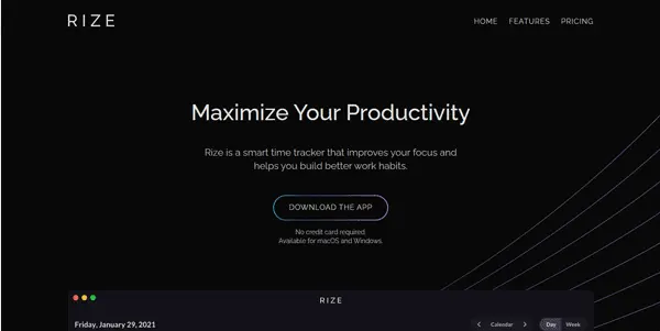Screenshot of Rize IO