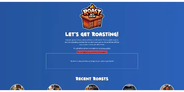 Screenshot of Roast My Desk