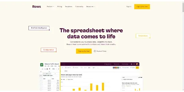Screenshot of Rows