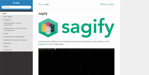 Screenshot of Sagify
