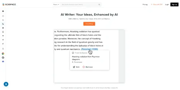 Screenshot of SciSpace AI Writer