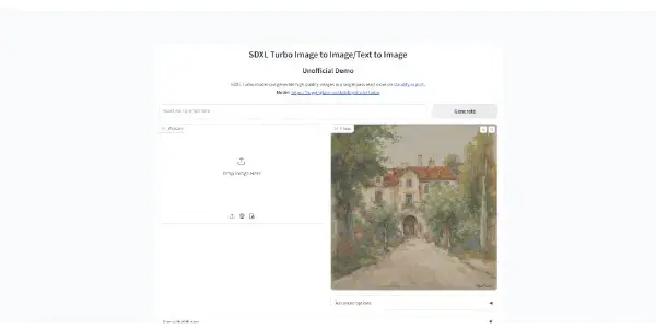 Screenshot of SDXL Turbo Online