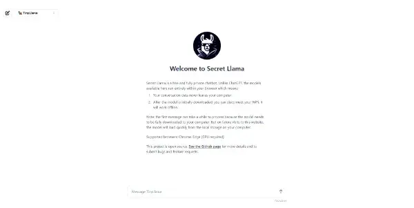 Screenshot of Secret Llama