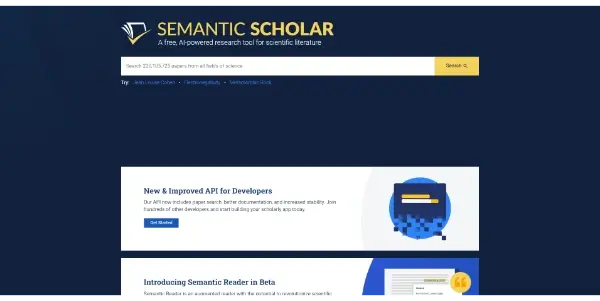 Screenshot of Semantic Scholar