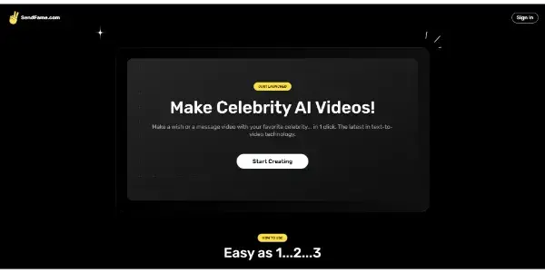 Screenshot of SendFame