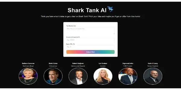 Screenshot of SharkTank AI
