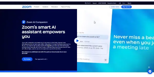 Screenshot of Smart AI assistant by Zoom