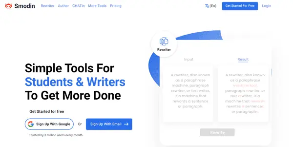 Screenshot of Smodin