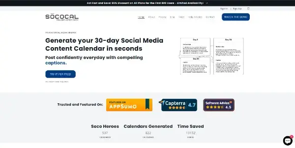 Screenshot of Sococal.ai