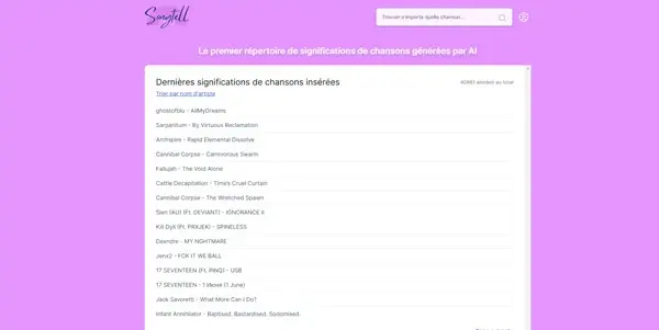 Screenshot of Songtell