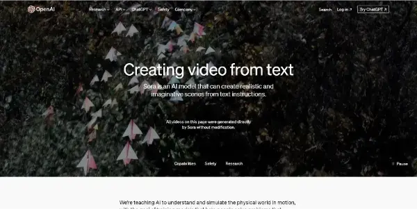 Screenshot of Sora by OpenAI