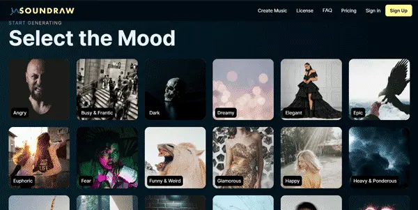 Screenshot of Soundraw