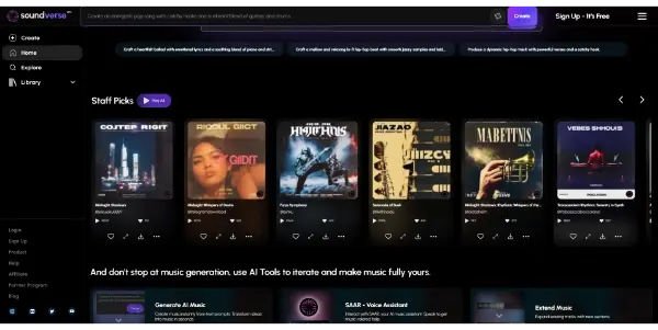 Screenshot of Soundverse AI