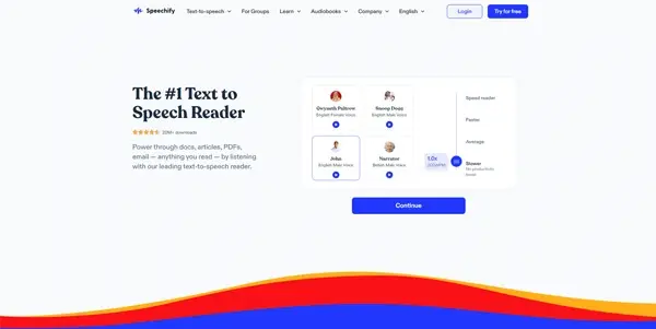 Screenshot of Speechify