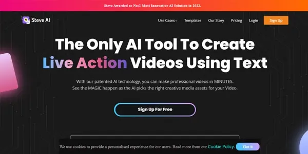 Screenshot of Steve AI
