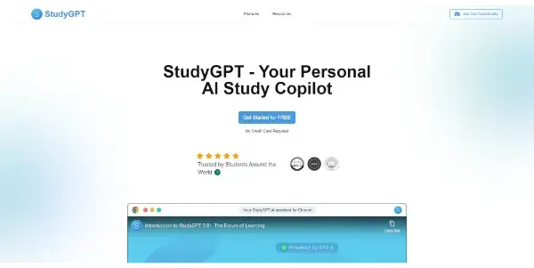 Screenshot of StudyGPT